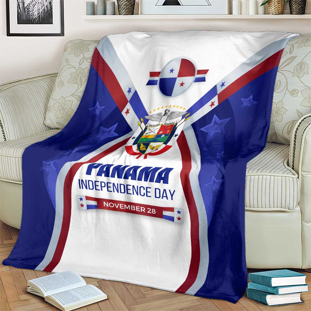 Panama Independence Day Blanket with National Coat of Arms and Red Blue Star Design - Wonder Print Shop