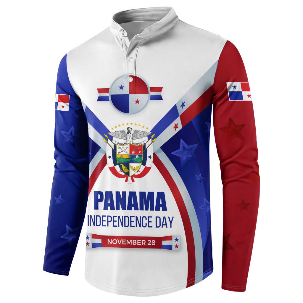 Panama Independence Day Button Sweatshirt with National Coat of Arms and Red Blue Star Design - Wonder Print Shop