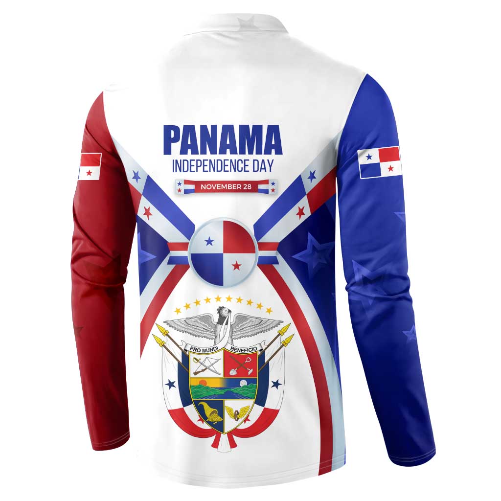Panama Independence Day Button Sweatshirt with National Coat of Arms and Red Blue Star Design - Wonder Print Shop
