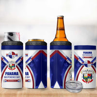 Panama Independence Day 4 in 1 Can Cooler Tumbler with National Coat of Arms and Red Blue Star Design - Wonder Print Shop