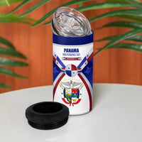 Panama Independence Day 4 in 1 Can Cooler Tumbler with National Coat of Arms and Red Blue Star Design - Wonder Print Shop