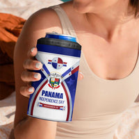 Panama Independence Day 4 in 1 Can Cooler Tumbler with National Coat of Arms and Red Blue Star Design - Wonder Print Shop