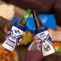 Panama Independence Day 4 in 1 Can Cooler Tumbler with National Coat of Arms and Red Blue Star Design - Wonder Print Shop