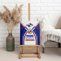 Panama Independence Day Canvas Wall Art with National Coat of Arms and Red Blue Star Design - Wonder Print Shop