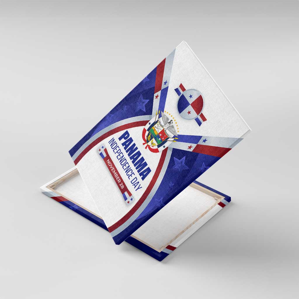 Panama Independence Day Canvas Wall Art with National Coat of Arms and Red Blue Star Design - Wonder Print Shop