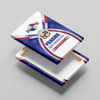 Panama Independence Day Canvas Wall Art with National Coat of Arms and Red Blue Star Design - Wonder Print Shop