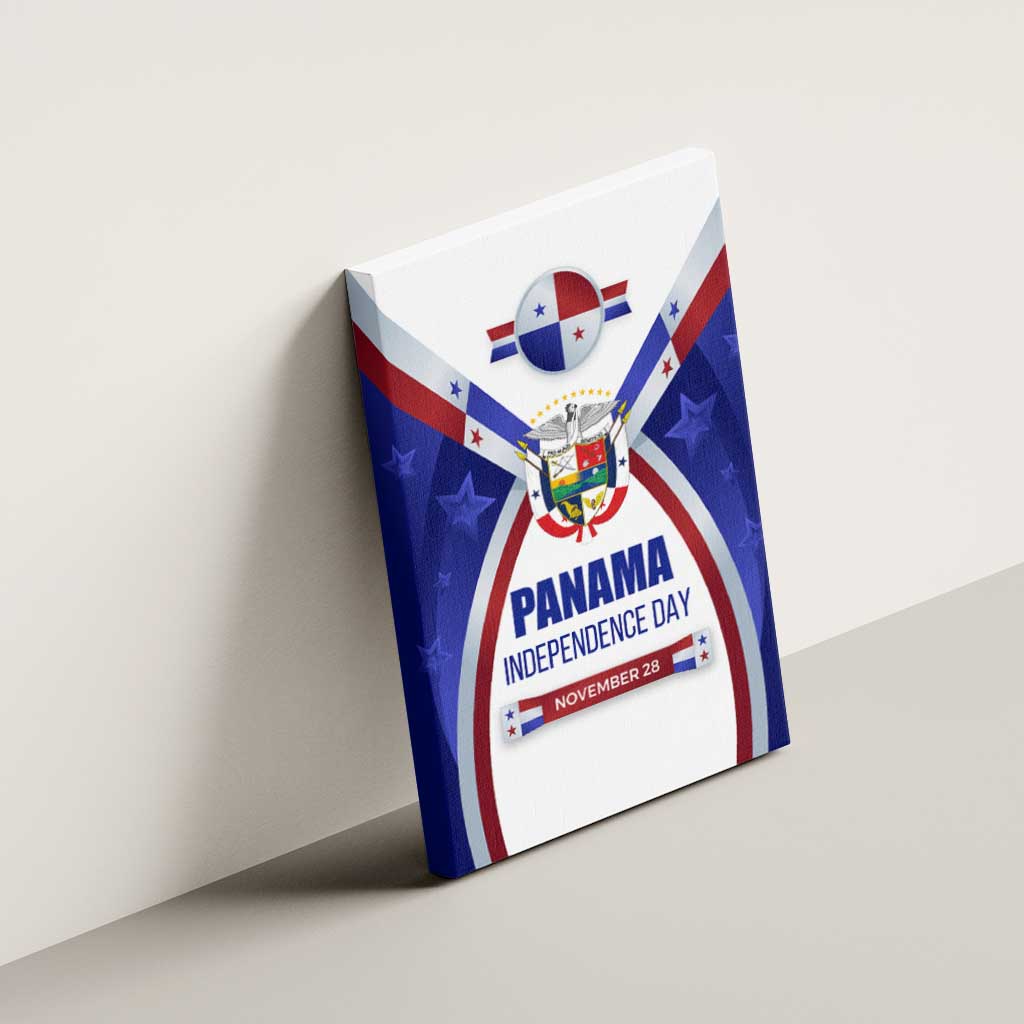 Panama Independence Day Canvas Wall Art with National Coat of Arms and Red Blue Star Design - Wonder Print Shop