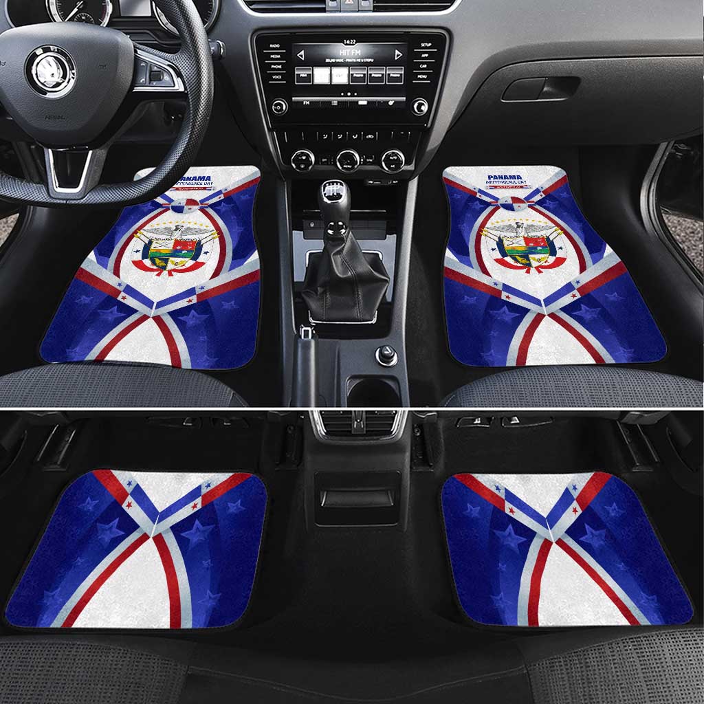 Panama Independence Day Car Mats with National Coat of Arms and Red Blue Star Design - Wonder Print Shop