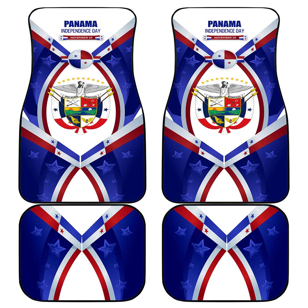 Panama Independence Day Car Mats with National Coat of Arms and Red Blue Star Design - Wonder Print Shop