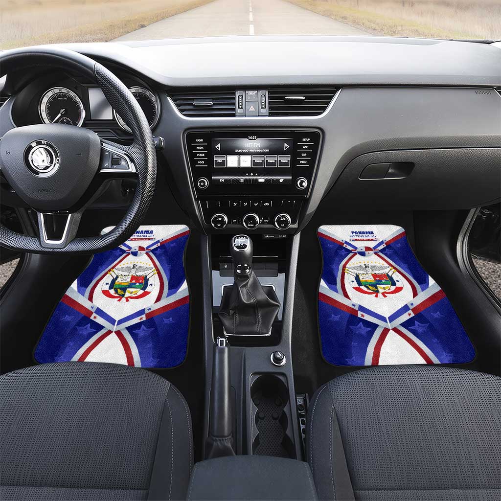 Panama Independence Day Car Mats with National Coat of Arms and Red Blue Star Design - Wonder Print Shop