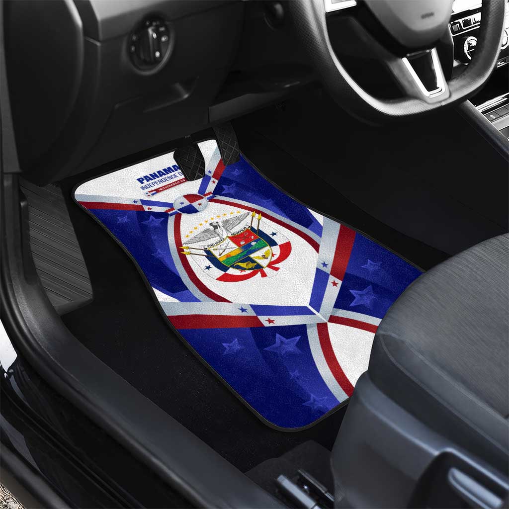 Panama Independence Day Car Mats with National Coat of Arms and Red Blue Star Design - Wonder Print Shop