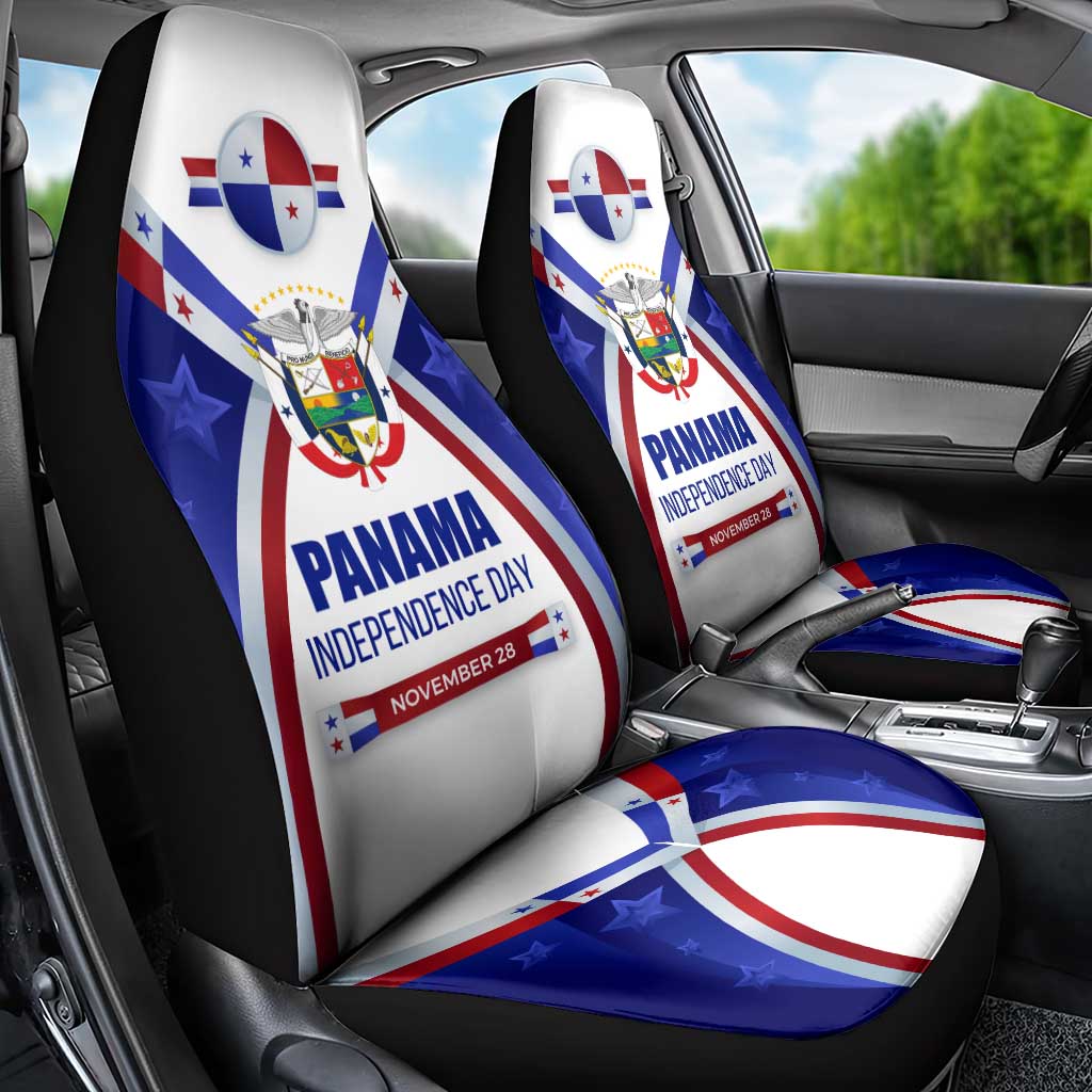 Panama Independence Day Car Seat Cover with National Coat of Arms and Red Blue Star Design - Wonder Print Shop