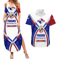 Panama Independence Day Couples Matching Summer Maxi Dress and Hawaiian Shirt with National Coat of Arms and Red Blue Star Design - Wonder Print Shop