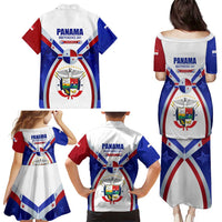Panama Independence Day Family Matching Puletasi and Hawaiian Shirt with National Coat of Arms and Red Blue Star Design - Wonder Print Shop