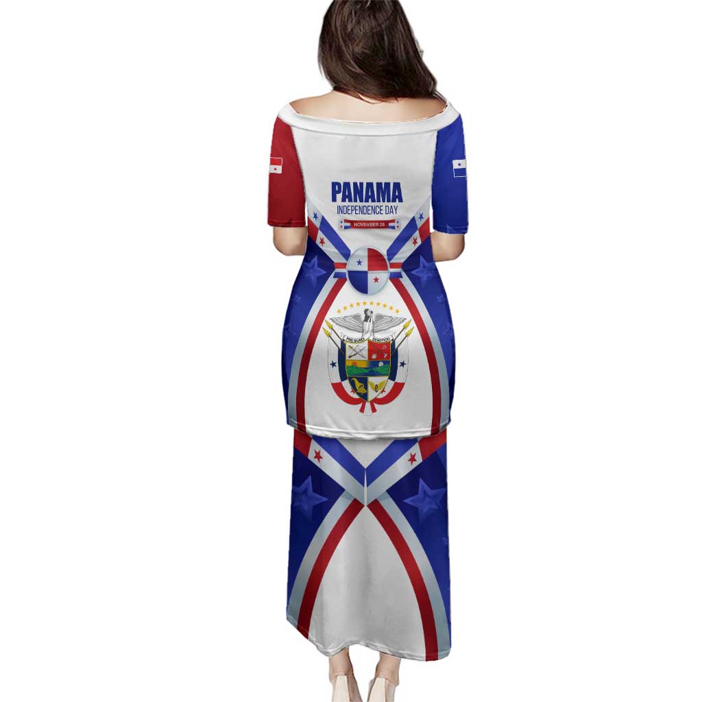 Panama Independence Day Family Matching Puletasi and Hawaiian Shirt with National Coat of Arms and Red Blue Star Design - Wonder Print Shop