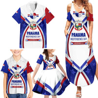Panama Independence Day Family Matching Summer Maxi Dress and Hawaiian Shirt with National Coat of Arms and Red Blue Star Design - Wonder Print Shop