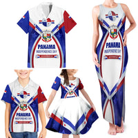 Panama Independence Day Family Matching Tank Maxi Dress and Hawaiian Shirt with National Coat of Arms and Red Blue Star Design - Wonder Print Shop