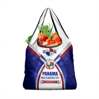 Panama Independence Day Grocery Bag with National Coat of Arms and Red Blue Star Design - Wonder Print Shop