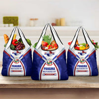 Panama Independence Day Grocery Bag with National Coat of Arms and Red Blue Star Design - Wonder Print Shop