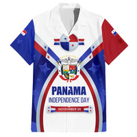 Panama Independence Day Hawaiian Shirt with National Coat of Arms and Red Blue Star Design - Wonder Print Shop