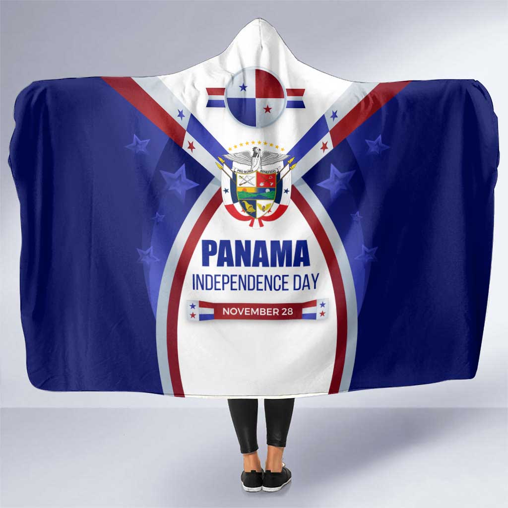 Panama Independence Day Hooded Blanket with National Coat of Arms and Red Blue Star Design - Wonder Print Shop