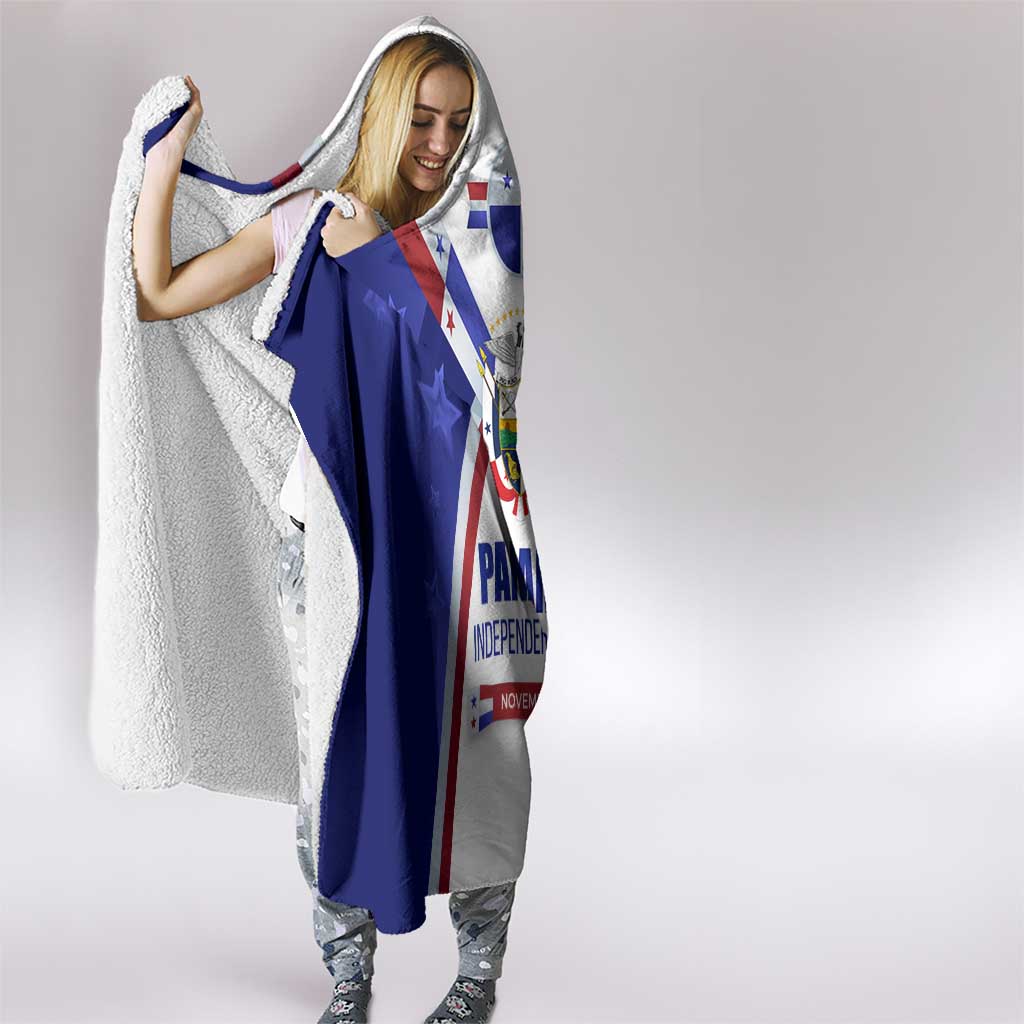 Panama Independence Day Hooded Blanket with National Coat of Arms and Red Blue Star Design - Wonder Print Shop