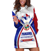 Panama Independence Day Hoodie Dress with National Coat of Arms and Red Blue Star Design - Wonder Print Shop