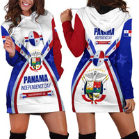 Panama Independence Day Hoodie Dress with National Coat of Arms and Red Blue Star Design - Wonder Print Shop