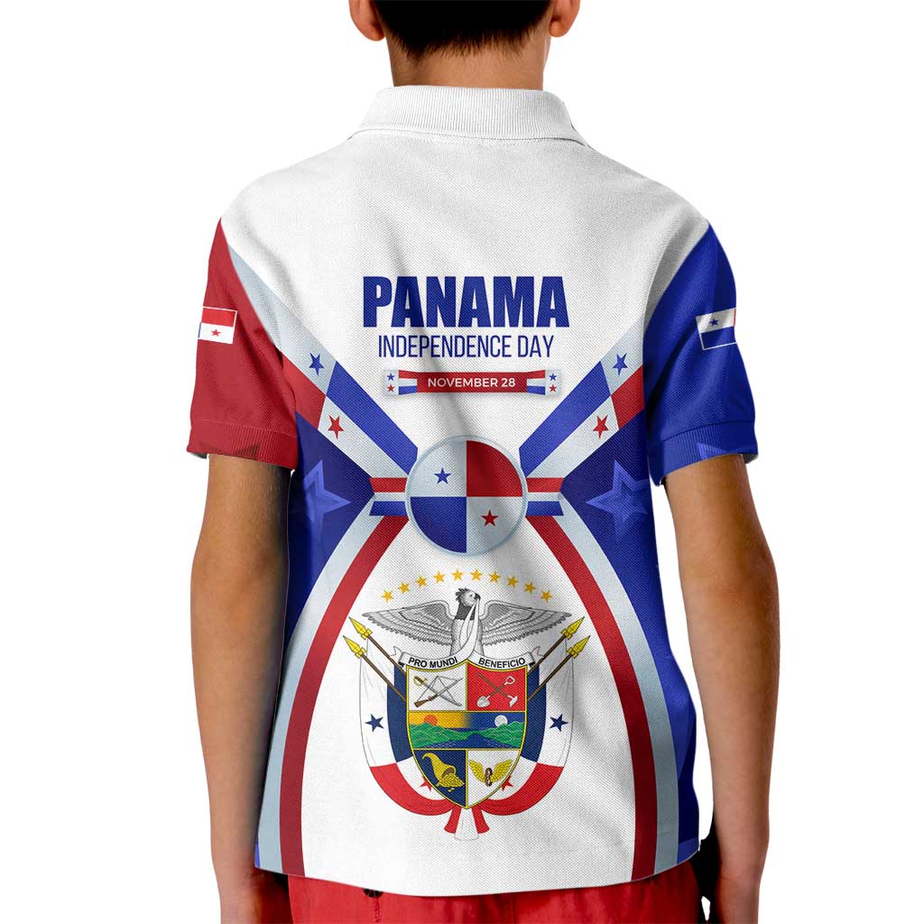 Panama Independence Day Kid Polo Shirt with National Coat of Arms and Red Blue Star Design - Wonder Print Shop