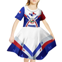 Panama Independence Day Kid Short Sleeve Dress with National Coat of Arms and Red Blue Star Design - Wonder Print Shop