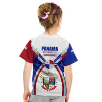 Panama Independence Day Kid T Shirt with National Coat of Arms and Red Blue Star Design - Wonder Print Shop