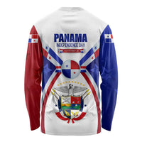 Panama Independence Day Long Sleeve Shirt with National Coat of Arms and Red Blue Star Design - Wonder Print Shop