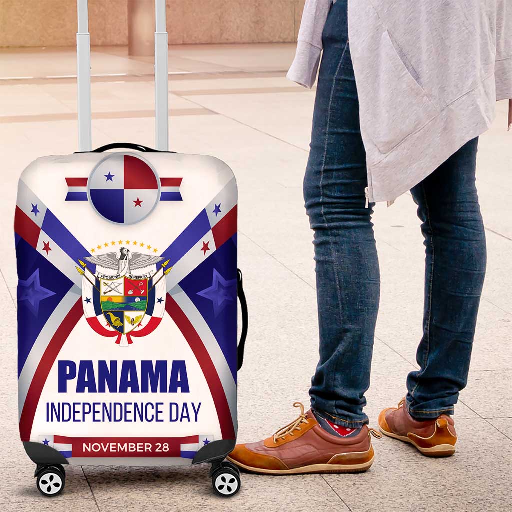 Panama Independence Day Luggage Cover with National Coat of Arms and Red Blue Star Design - Wonder Print Shop
