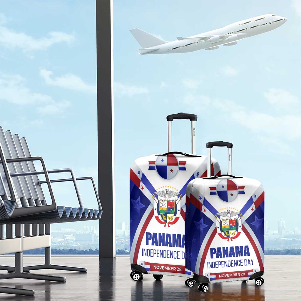 Panama Independence Day Luggage Cover with National Coat of Arms and Red Blue Star Design - Wonder Print Shop