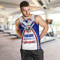 Panama Independence Day Men Tank Top with National Coat of Arms and Red Blue Star Design - Wonder Print Shop