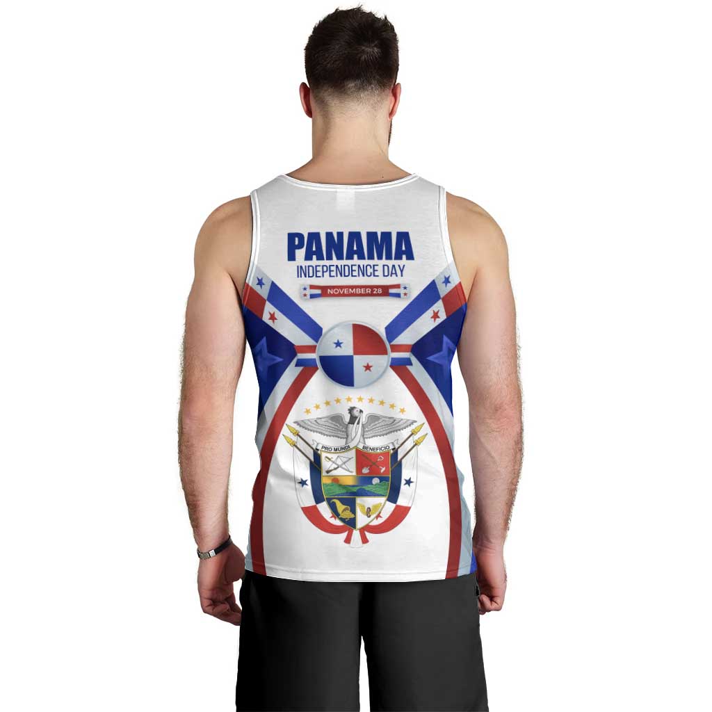 Panama Independence Day Men Tank Top with National Coat of Arms and Red Blue Star Design - Wonder Print Shop
