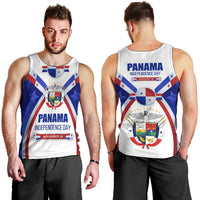 Panama Independence Day Men Tank Top with National Coat of Arms and Red Blue Star Design - Wonder Print Shop