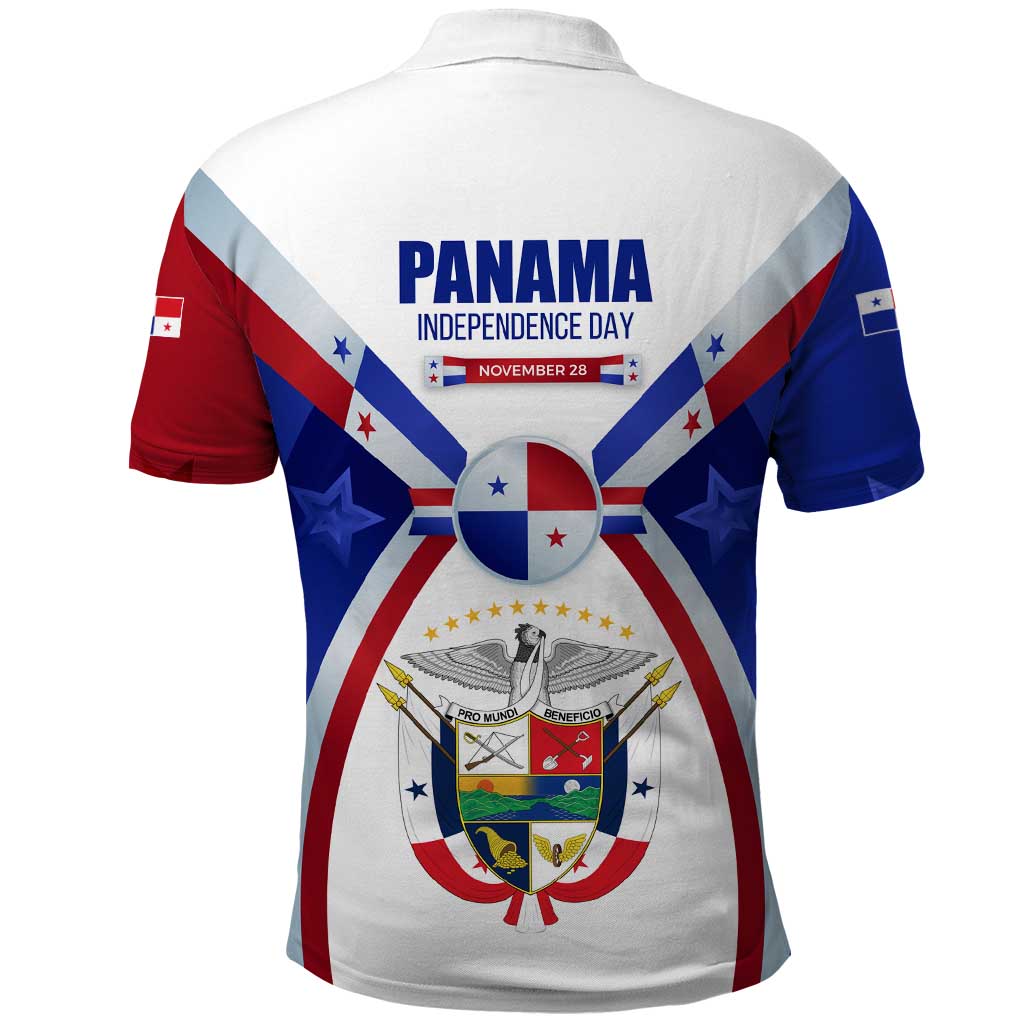 Panama Independence Day Polo Shirt with National Coat of Arms and Red Blue Star Design - Wonder Print Shop