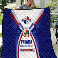 Panama Independence Day Quilt with National Coat of Arms and Red Blue Star Design - Wonder Print Shop