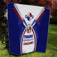 Panama Independence Day Quilt with National Coat of Arms and Red Blue Star Design - Wonder Print Shop