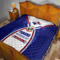 Panama Independence Day Quilt with National Coat of Arms and Red Blue Star Design - Wonder Print Shop