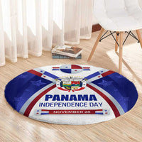 Panama Independence Day Round Carpet with National Coat of Arms and Red Blue Star Design - Wonder Print Shop