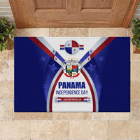 Panama Independence Day Rubber Doormat with National Coat of Arms and Red Blue Star Design - Wonder Print Shop
