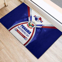 Panama Independence Day Rubber Doormat with National Coat of Arms and Red Blue Star Design - Wonder Print Shop