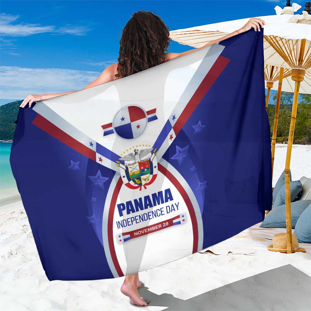 Panama Independence Day Sarong with National Coat of Arms and Red Blue Star Design - Wonder Print Shop