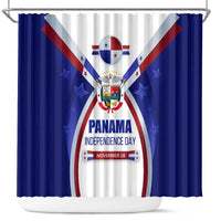 Panama Independence Day Shower Curtain with National Coat of Arms and Red Blue Star Design - Wonder Print Shop