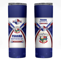 Panama Independence Day Skinny Tumbler with National Coat of Arms and Red Blue Star Design - Wonder Print Shop