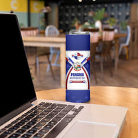 Panama Independence Day Skinny Tumbler with National Coat of Arms and Red Blue Star Design - Wonder Print Shop