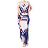 Panama Independence Day Tank Maxi Dress with National Coat of Arms and Red Blue Star Design - Wonder Print Shop