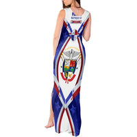 Panama Independence Day Tank Maxi Dress with National Coat of Arms and Red Blue Star Design - Wonder Print Shop